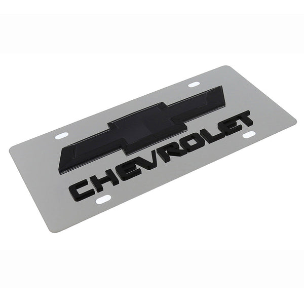 Chevrolet Dual Logo License Plate (Black On Chrome)