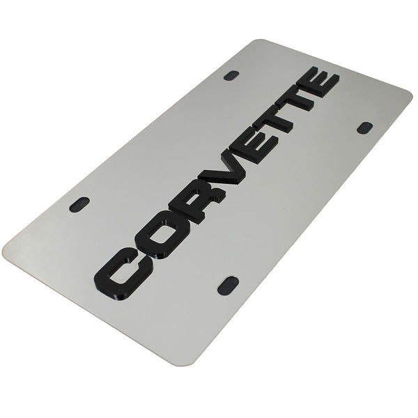 Chevy Corvette C4 License Plate (Black on Chrome)