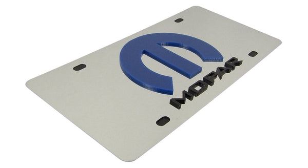 Chrysler Mopar Logo License Plate (Blue on Chrome)