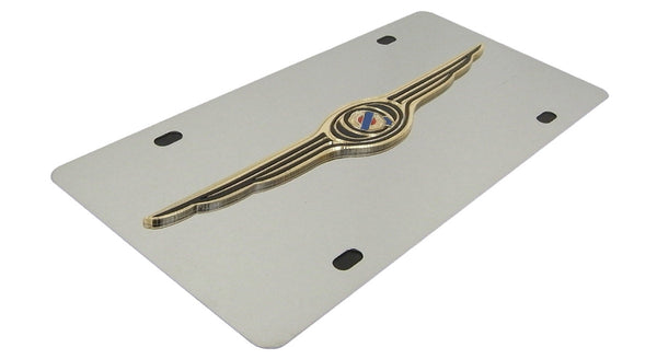 Chrysler Wing Gold Dual Logo License Plate (Chrome)