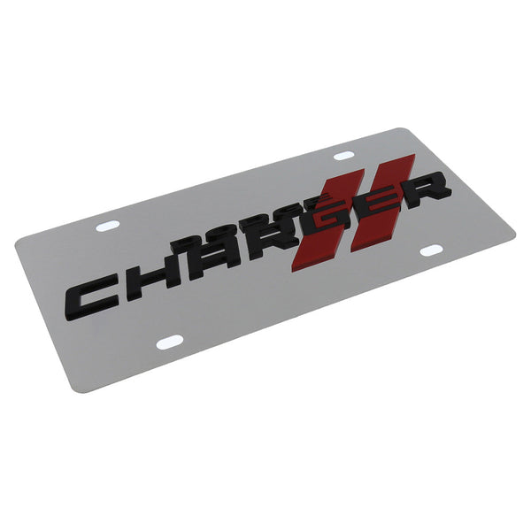 Dodge Charger Dual Logo License Plate (Chrome)