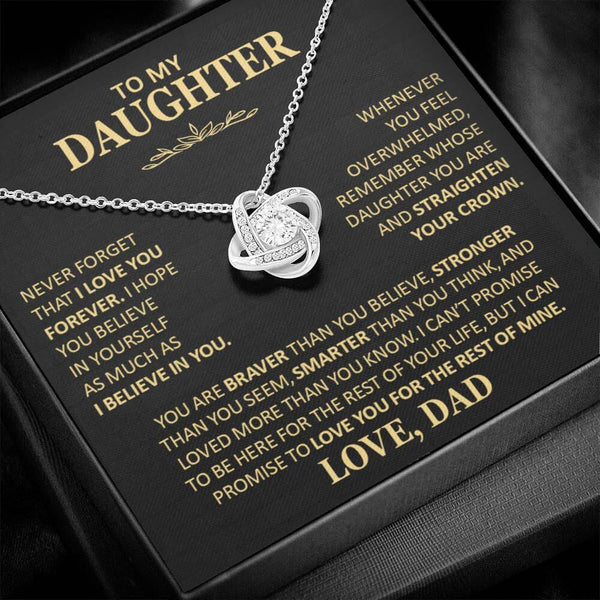 Beautiful Gift for Daughter From Dad "Never Forget That I Love You" Necklace Gift Set