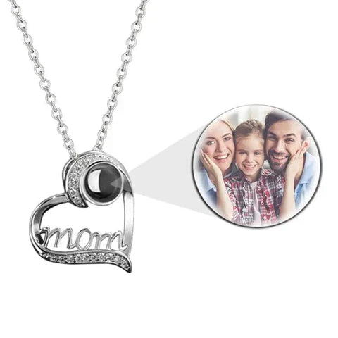 Customizable Love Mom Photo Necklace- Perfect Gift for Someone Special to You