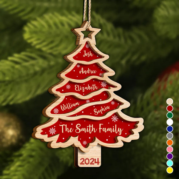 Custom Holiday Ornament – Christmas Tree Design with Names of Family & Friends