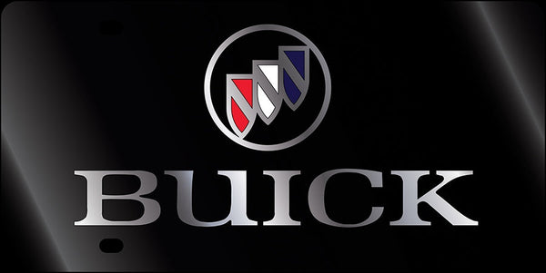 Buick Dual Logo License Plate (Chrome On Black)