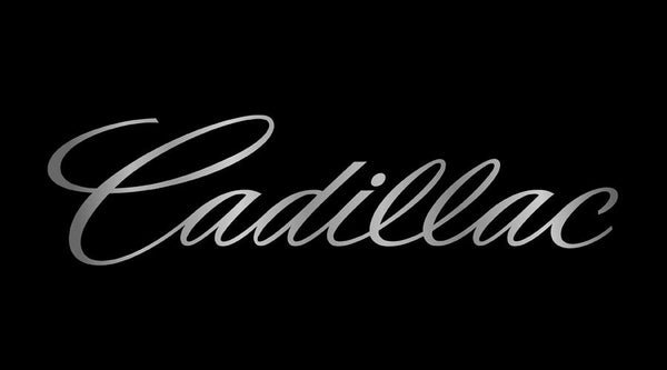 Cadillac Script License Plate (Chrome On Black)