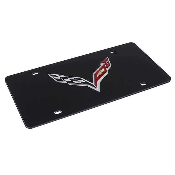 Corvette C7 Logo License Plate (Black)