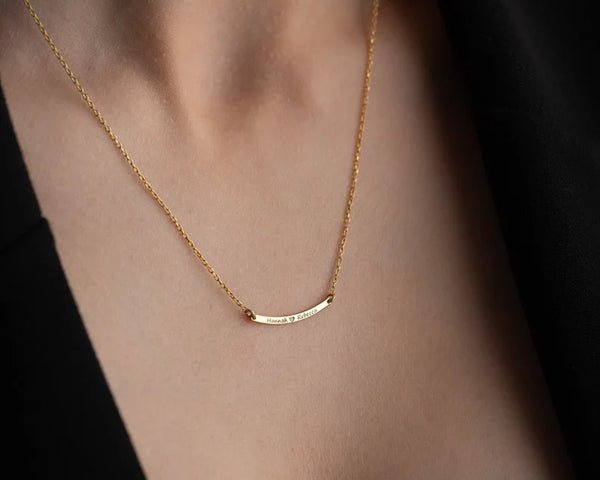 Custom Engraved Curved Bar Necklace – Perfect for Gifting