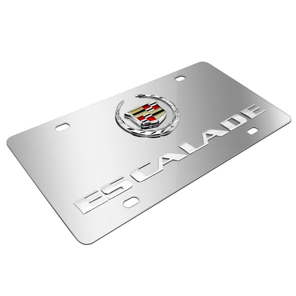 Cadillac Dual Logo Escalade Name License Plate (Chrome)