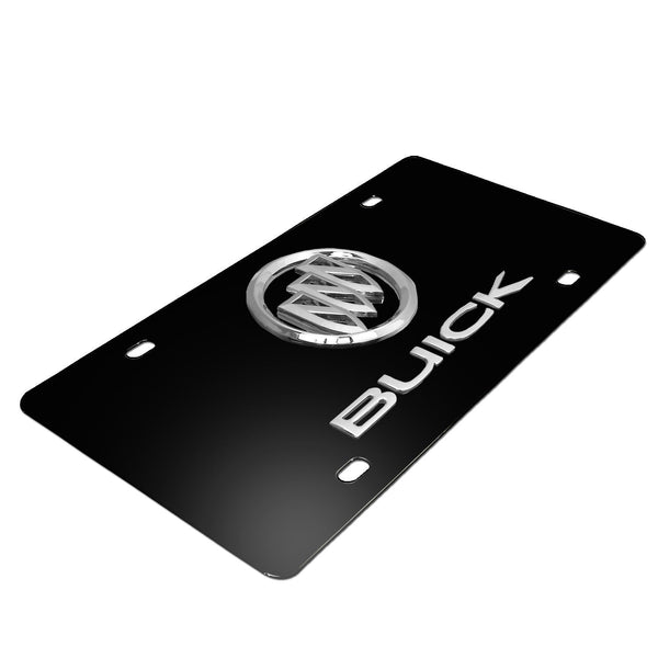 Buick Dual Logo License Plate (Chrome on Black)