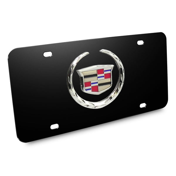 Cadillac Chrome Logo License Plate (Black)