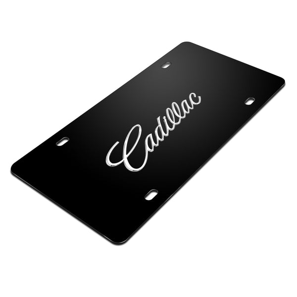 Cadillac License Plate (Chrome on Black)