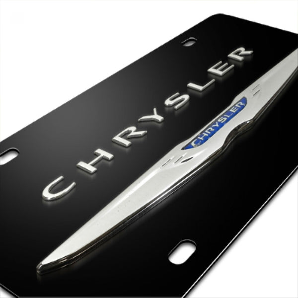 Chrysler Wing Dual Logo License Plate (Black)