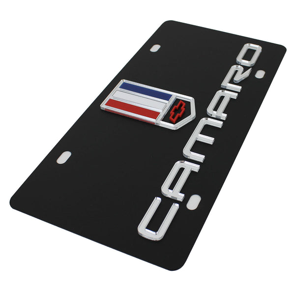 Chevy Camaro Dual Logo License Plate (Black)