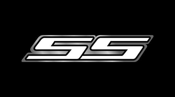 Chevy SS Logo License Plate (White On Black)