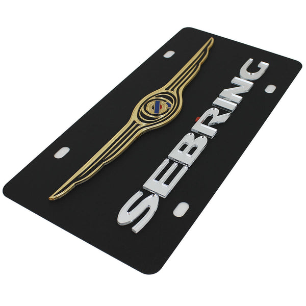 Chrysler Wing Dual Logo Sebring License Plate (Black)