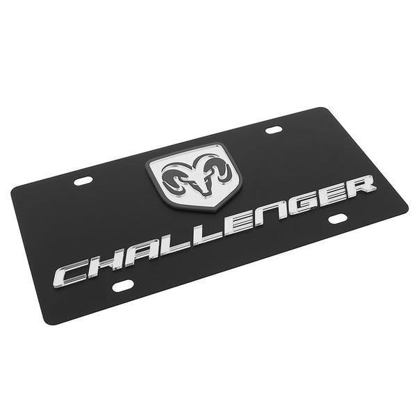 Dodge Challenger Dual Logo License Plate (Black)