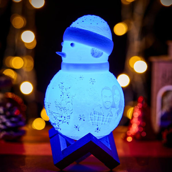 Custom Photo Engraved Night Light Snowman – A Personalized Glow for the Holidays