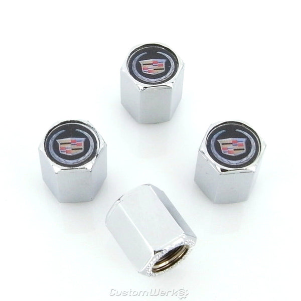 Cadillac New Logo Tire Stem Valve Caps (Chrome)