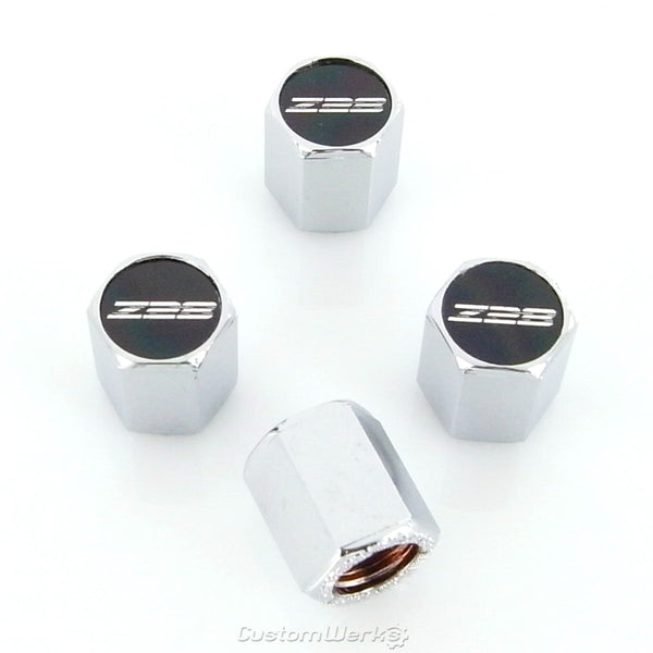 Chevy Z-28 Logo Tire Stem Valve Caps (Chrome)