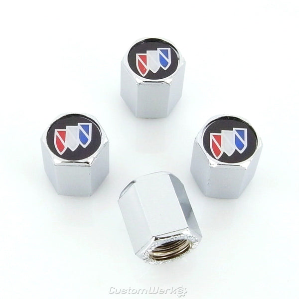 Buick Logo Tire Stem Valve Caps (Chrome on Black)