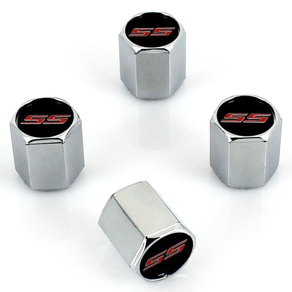 Chevy Camaro SS Logo Tire Stem Valve Caps (Chrome)