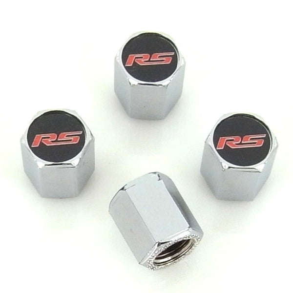 Chevy Camaro RS Logo Tire Stem Valve Caps (Chrome)