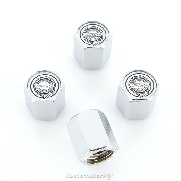 Chrysler Shield Logo Tire Stem Valve Caps (Chrome)