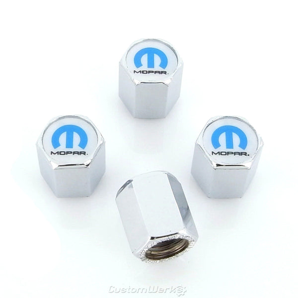 Chrysler Mopar Logo Tire Stem Valve Caps (Chrome)