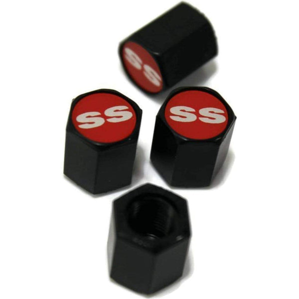 Chevrolet SS Tire Valve Caps (Red on Black)