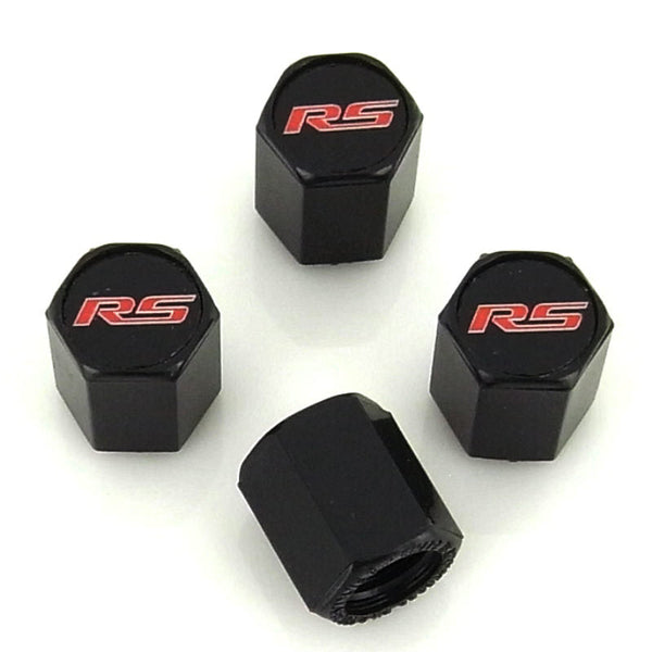 Chevy Camaro RS Logo Tire Stem Valve Caps (Black)