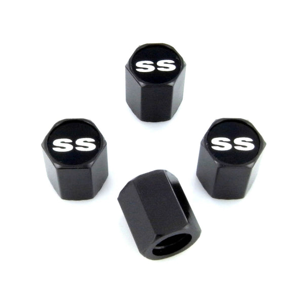 Chevy SS Logo Tire Stem Valve Caps (Black)