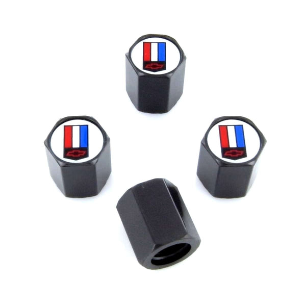 Chevy Camaro Logo Tire Stem Valve Caps (Black)