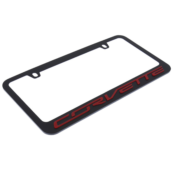 Corvette C7 License Plate Frame (Red on Black)