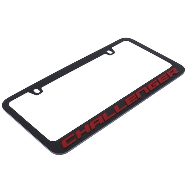 Dodge Challenger Logo License Plate Frame (Red on Black)