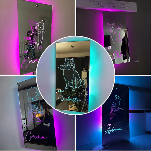 Customized Pet Photo Mirror Light - Surprise Christmas Gift For Family and Pet Lovers