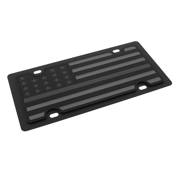 USA Flag License Plate With Green Line (Black)