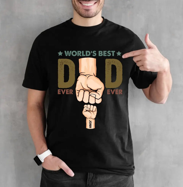 World's Best Dad Hand Bumps - Personalized Premium T-Shirt/ Hoodie - Best Gift For Dad