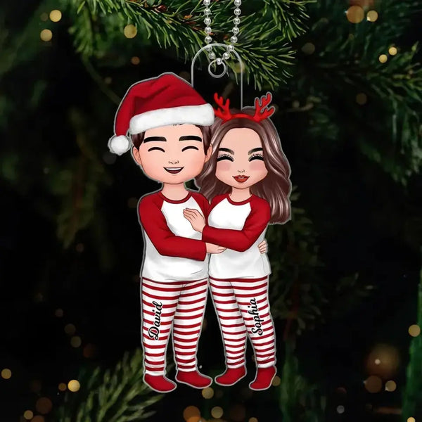 Christmas Doll Couple Standing, Personalized Acrylic Ornament, Christmas Gift Ideas For Couples