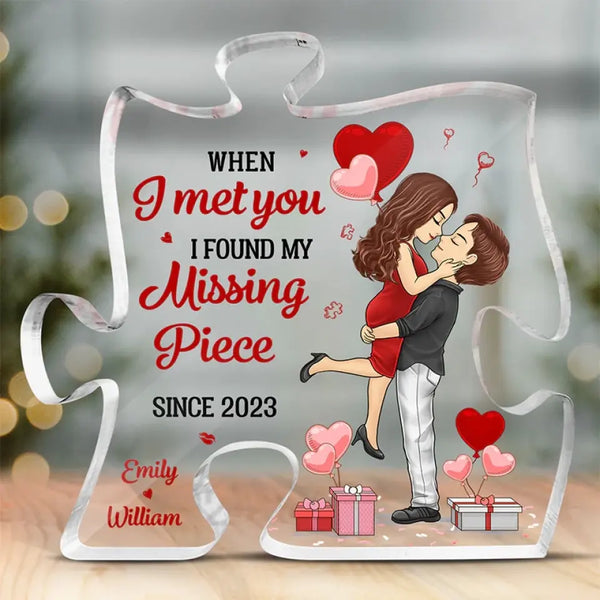 You Are The Missing Piece To My Heart - Personalized Custom Puzzle Shaped Acrylic Plaque - Gift For Husband Wife, Anniversary