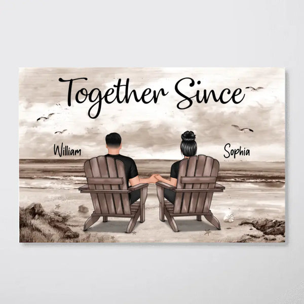 Couple Beach Landscape Retro Vintage Personalized Poster, Anniversary Gift For Couple, Gift For Him, Gift For Her