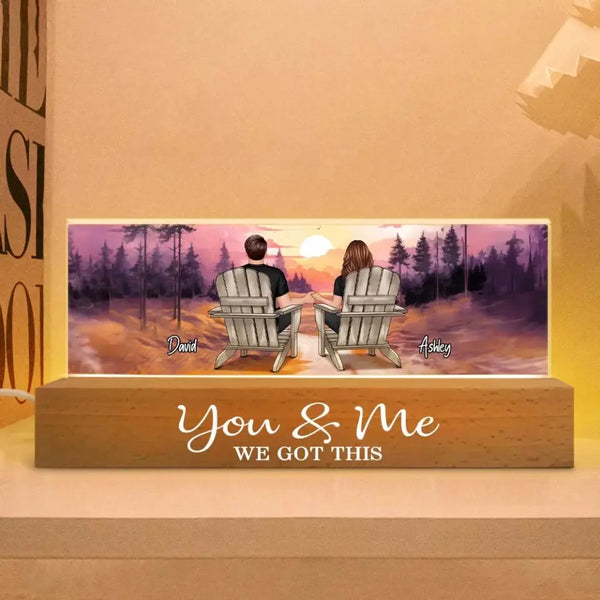 Couple In The Forest Personalized Acrylic Block LED Night Light, Gift For Him, For Her