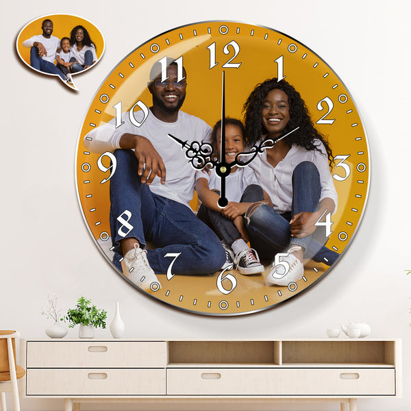 15 Inch Personalized Photo Round Wall Clock, Custom Acrylic Home Decor