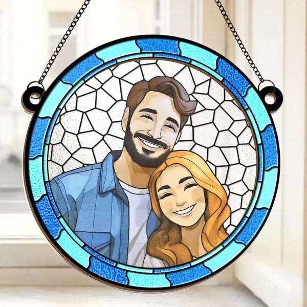 Custom Photo Where There Is Love There Is Life - Personalized Window Hanging Suncatcher Ornament - Gift For Husband Wife, Anniversary