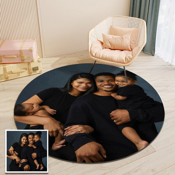 Custom Round Photo Flannel Carpet - Soft, Anti-Slip Personalized Floor Mat