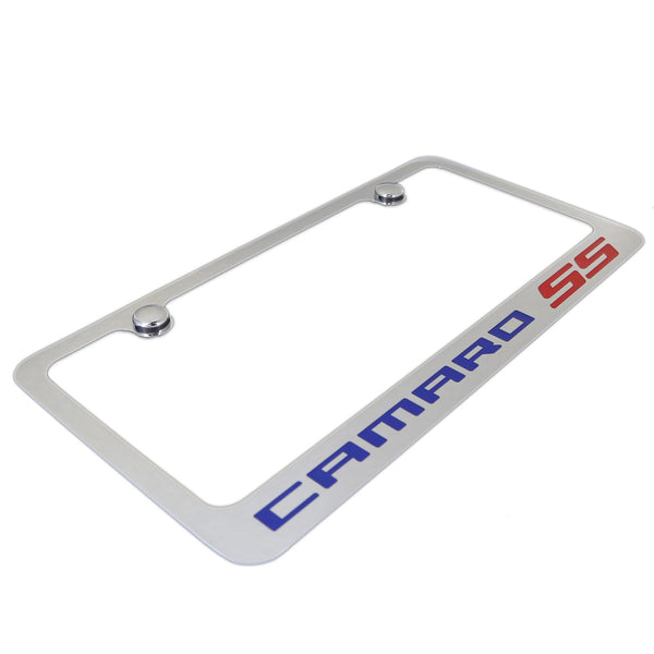 Chevrolet Camaro SS Blue License Plate Frame (Chrome)