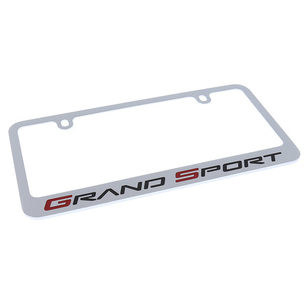 Corvette Grand Sport Logo License Plate Frame (Chrome)