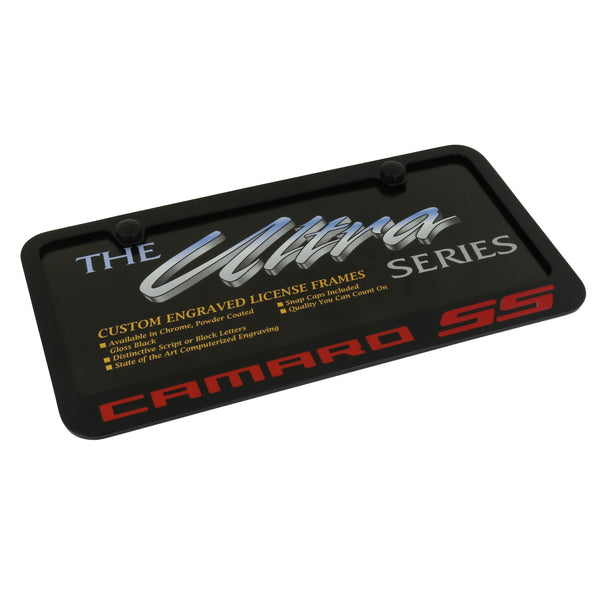 Chevrolet Camaro SS Orange Name License Plate Frame (Black)