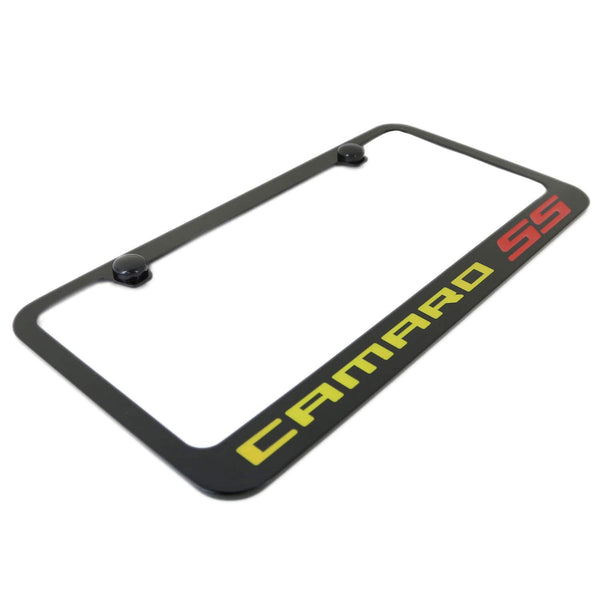 Chevy Camaro SS Yellow Name License Plate Frame (Black)