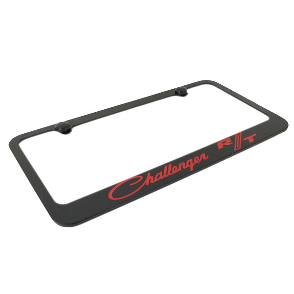 Dodge Challenger RT Red Name License Plate Frame (Black)